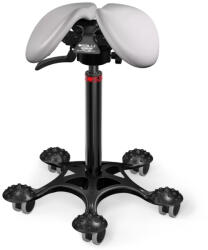 Salli SwingFit nyeregszék Kárpit színe: Bőr - világosszürke #01085, Szerkezet: fekete + masszázs Salli bázis, Testmagasság: Közepes (M) - 180 cm-ig