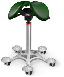 Salli Twin nyeregszék Kárpit színe: Bőr - fenyőzöld #98015, Szerkezet: króm + masszázs Salli bázis, Testmagasság: Közepes (M) - 180 cm-ig