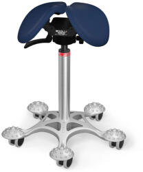 Salli Swing nyeregszék Kárpit színe: Szintetikus bőr - füstkék #7606, Szerkezet: króm + masszázs Salli bázis, Testmagasság: Magas (L) - 170 cm-től