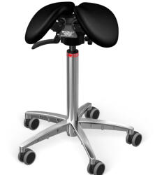 Salli SwingFit nyeregszék Kárpit színe: Bőr - fekete #99999, Szerkezet: króm + standard bázis, Testmagasság: Közepes (M) - 180 cm-ig
