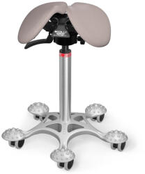 Salli SwingFit nyeregszék Kárpit színe: Szintetikus bőr - krémszürke #7136, Szerkezet: króm + masszázs Salli bázis, Testmagasság: Közepes (M) - 180 cm-ig