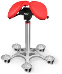 Salli Twin nyeregszék Kárpit színe: Bőr - piros #05011, Szerkezet: króm + masszázs Salli bázis, Testmagasság: Közepes (M) - 180 cm-ig