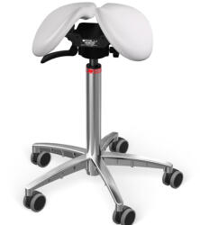 Salli Swing nyeregszék Kárpit színe: Bőr - fehér #00109, Szerkezet: króm + standard bázis, Testmagasság: Közepes (M) - 180 cm-ig