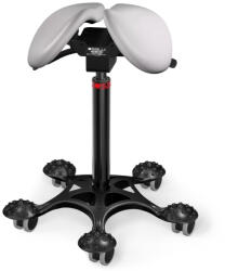 Salli Twin nyeregszék Kárpit színe: Bőr - világosszürke #01085, Szerkezet: fekete + masszázs Salli bázis, Testmagasság: Közepes (M) - 180 cm-ig