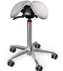 Salli SwingFit nyeregszék Kárpit színe: Bőr - világosszürke #01085, Szerkezet: króm + standard bázis, Testmagasság: Közepes (M) - 180 cm-ig
