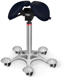 Salli Twin nyeregszék Kárpit színe: Szintetikus bőr - éjkék #7609, Szerkezet: króm + masszázs Salli bázis, Testmagasság: Közepes (M) - 180 cm-ig