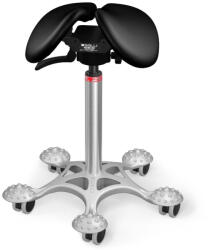 Salli Swing nyeregszék Kárpit színe: Szintetikus bőr - fekete #5816, Szerkezet: króm + masszázs Salli bázis, Testmagasság: Alacsony (S) - 150 cm-ig