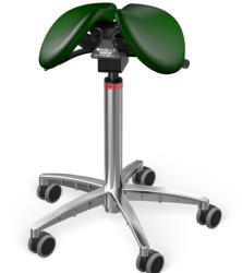 Salli MultiAdjuster nyeregszék Kárpit színe: Bőr - fenyőzöld #98015, Szerkezet: króm + standard bázis, Testmagasság: Alacsony (S) - 150 cm-ig