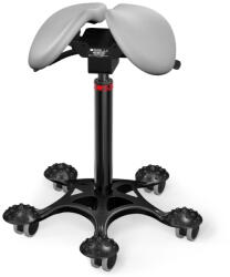 Salli Twin nyeregszék Kárpit színe: Bőr - kőszürke #11049, Szerkezet: fekete + masszázs Salli bázis, Testmagasság: Közepes (M) - 180 cm-ig