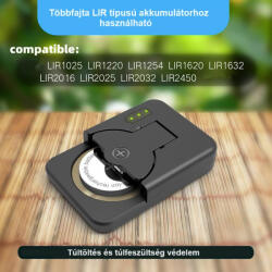  Fekete gombelem töltő (Button-battery-charger)