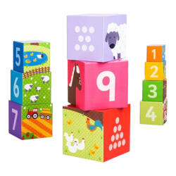 Bigjigs Toys fa kirakó kockák didaktikai számkockák farm 10 db-os (BJ696)