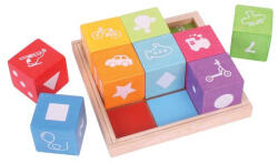 Bigjigs Toys fa kirakó kockák 9 db-os képekkel (BB091)