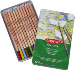 Derwent Academy akvarell színesceruza készlet fémdobozban, 12 db (2301941)