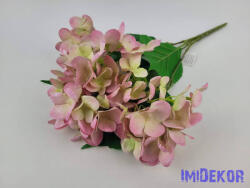  Hortenzia 5 ágú gumis csokor 46 cm - Halvány Rózsaszín