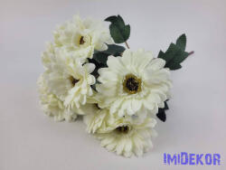  Gerbera 9 ágú selyem csokor 46 cm - Törtfehér