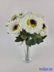  Százszorszép 6 ágú selyem csokor 34 cm - Törtfehér