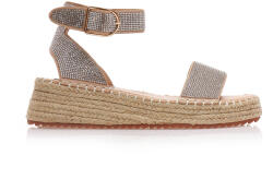 Tsoukalas Espadrile flatforms Argintiu cu barete cu strasuri