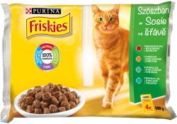 Purina Friskies alu. 4x85g marha, csirke, tonhal, tőkehal szószban