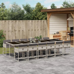 vidaXL 13 részes szürke polyrattan kerti étkezőgarnitúra párnákkal (3278074) - balena