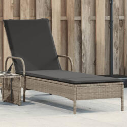 vidaXL világosszürke polyrattan napozóágy kerekekkel és párnával (368313) - balena