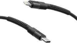 mobilNET Type-C to Lightning 20W 1M 3A, fekete - fonott kábel (KAB-0240-TYP-LIGHT)