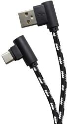 mobilNET C típusú 2M (hajlított) 2A, fekete - fonott kábel (KAB-0143-USB-TYPEC)