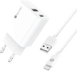 Sturdo Hálózati töltő 20W, PD + QC 3.0 + MFi Lightning kábel, fehér (NSI-0083-STU-LIGHT)