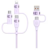 USAMS SJ645USB02 1, 2m USB/Type-C/Lightning/microUSB lila adat- és töltőkábel (SJ645USB02)