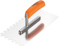 NEO TOOLS Acél simító, fogazott, rozsdamentes, 270x128mm, 10x10x10mm, fa markolat (50-164) - szerszamparadicsom