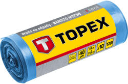 TOPEX Szemeteszsák 120L, kék, nagyon erős, méretek: 70x110cm, vastagság: 40 mic, LDPE fólia, 10db (23B258) - szerszamparadicsom