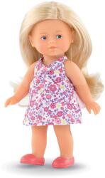 Corolle Păpușă de jucărie Mini Corolline Rosy Les Trendies Corolle cu ochi albaștri și în rochiță decorată cu flori roz 20 cm de la 3 ani (CO240010) Papusa