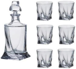 Bohemia Interactive Гарафа и чаши за уиски Bohemia - Quadro, 340 ml, 6 бр (560018)