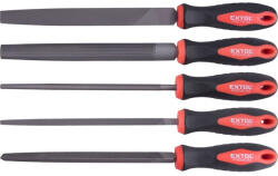 Extol Premium fémreszelő klt. , 5 db (lapos, félkerek, kerek, háromszög, négyszög), 200mm, T12 acél, vágat 2, finom, TPR gumis műa (8803611)