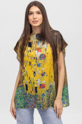 Shopika Summer Bluza de vara tip poncho din matase cu model inspirat dupa Sarutul de Gustav Klimt Talie unica