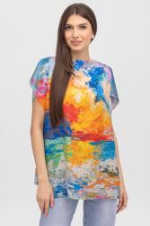 Shopika Summer Bluza de vara tip poncho din matase imprimata cu reproduceri dupa picturi celebre Talie unica