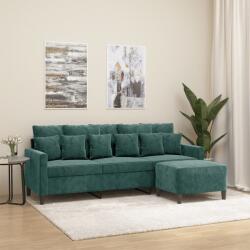 vidaXL Canapea cu 3 locuri și taburet, verde închis, 180 cm, catifea (3201109)