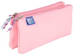 OXFORD Penar etui dublu 2 fermoare OXFORD floral pastel, Roz deschis (400159519) Penar