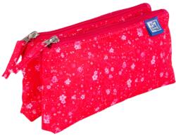 OXFORD Penar etui dublu 2 fermoare OXFORD floral, Roz inchis (400159626) Penar