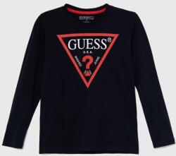 GUESS gyerek pamut hosszú ujjú felső sötétkék, nyomott mintás, L84I29 K8HM0 - sötétkék 158-166