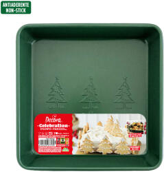 Decora Tava Patrata Calebration Verde 24 x 24 x H 5 cm, Metal Antiaderent (80253)