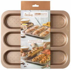 Decora Tava Baghete Roz Vintage 3 Cavitati 38 x 32 x H 3 cm, Aluminiu Antiaderent (70105)