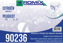 Romix Citroen Xantia II és Peugeot 307 rögzítőkészlet alsó motorburkolatokhoz, univerzális rögzítőkészlet (18 db-os) 90236 (90236)