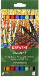 Derwent Academy kétvégű filctollkészlet (ecset/hagyományos), 8 db