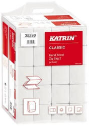  Katrin Zig Zag 200 Handypack ''V'' hajtogatott kéztörlő, 2 rétegű, fehér, 23x22, 4 cm, 200 lap, 20 csomag/zsák (35298)
