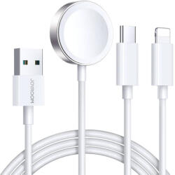 JOYROOM S-IW008 USB-A - Type-C/Lightning/Apple Watch töltőkábel 1.2m - fehér