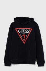 GUESS gyerek melegítőfelső pamutból sötétkék, nyomott mintás, kapucnis, L92Q09 KAUG0 - sötétkék 125-135