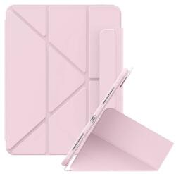 Baseus Apple IPAD Air 2022 minimalist tok álló, bőr hatású (aktív flip, trifold, Apple pencil tartó) rózsaszín (P40112502411-04)