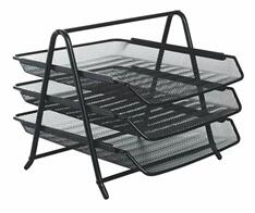  Fémhálós 3 emeletes fekete irattálca (C11823) - officedepot