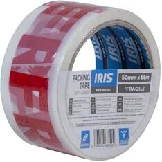 IRIS 50mmx66m fragile/törékeny feliratú csomagzáró szalag (OPT-5066F) - officedepot