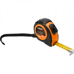 NEO TOOLS Mérőszalag 5 m/19 mm, acél, autostop+ rögzítő (67-222) - olaj
